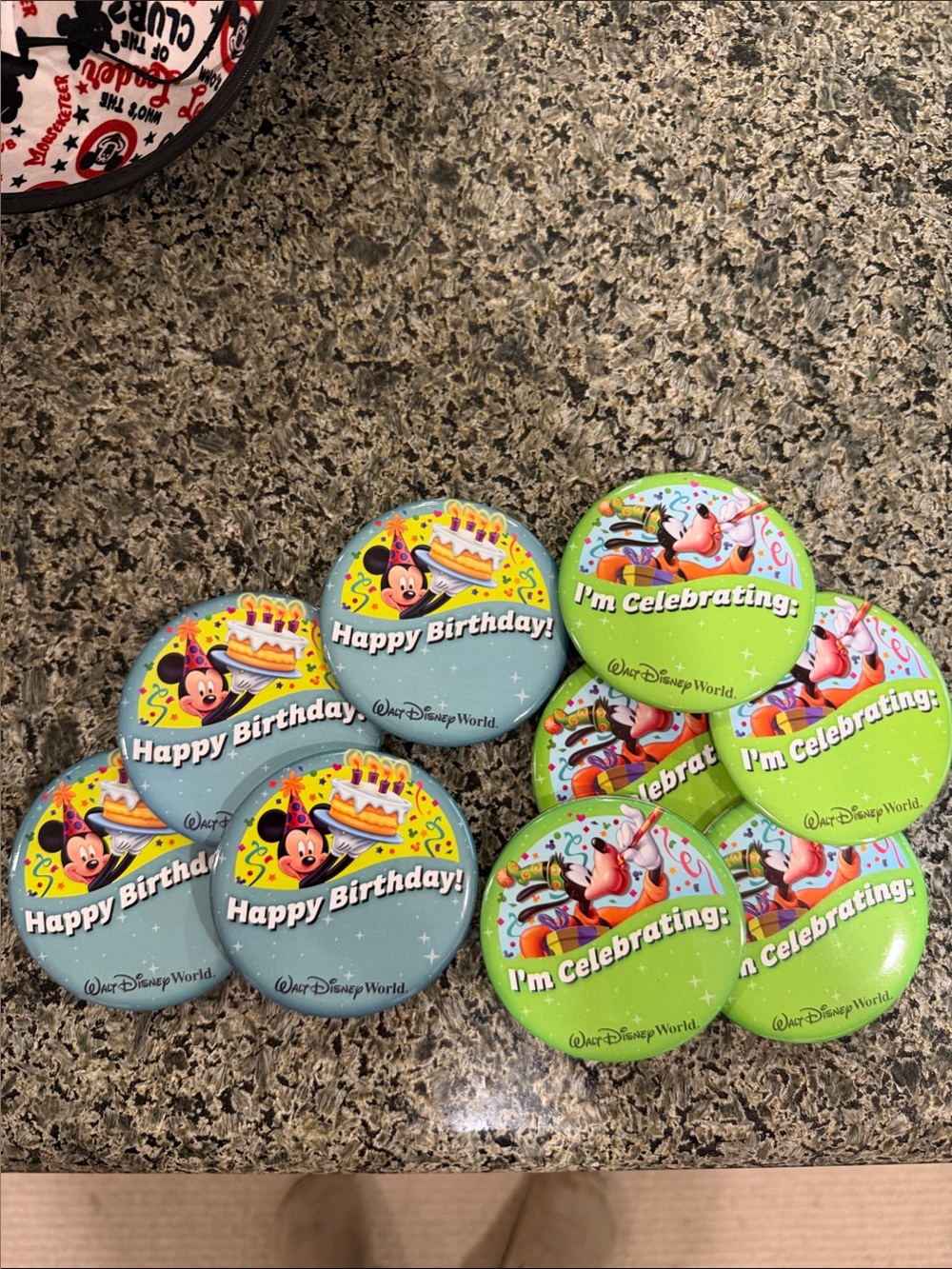 Disney Celebration Buttons Set - Blue & Green Mickey Designs